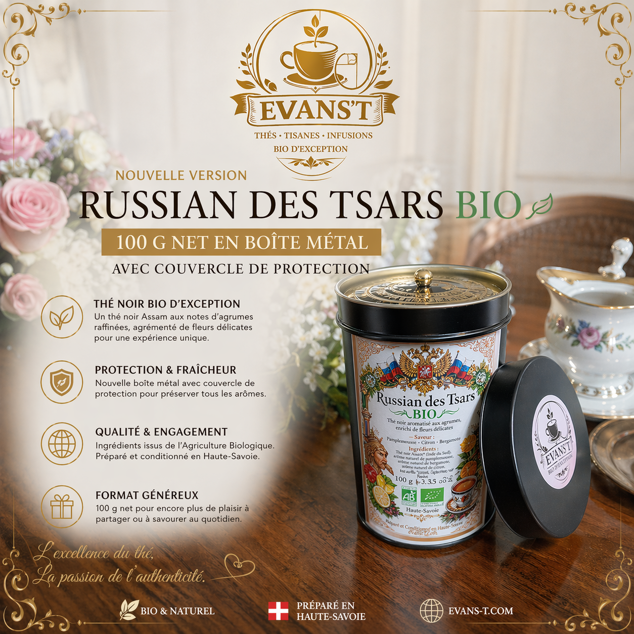 Russian des Tsars BIO en Ecrin métal noir étanche 